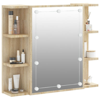 Mirror Cabinet with LED Sonoma Oak 70x16.5x60 cm