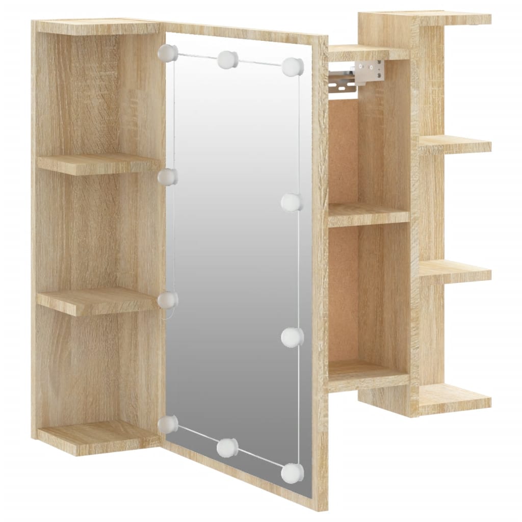 Mirror Cabinet with LED Sonoma Oak 70x16.5x60 cm