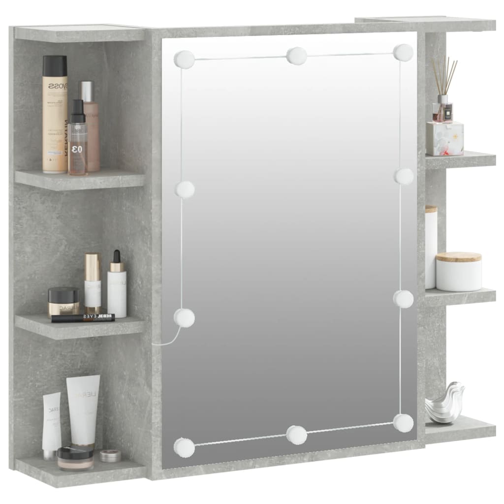 Mirror Cabinet with LED Concrete Grey 70x16.5x60 cm