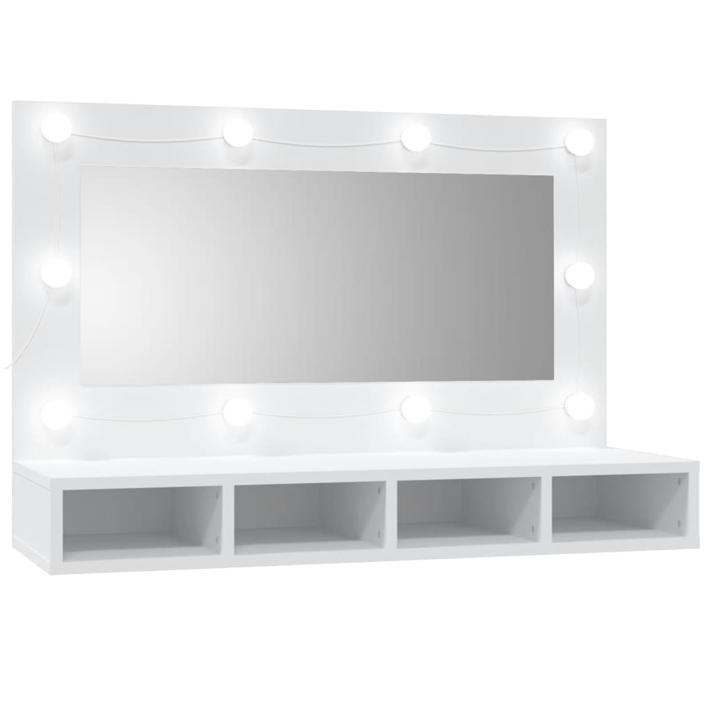 Mirror Cabinet with LED White 90x31.5x62 cm