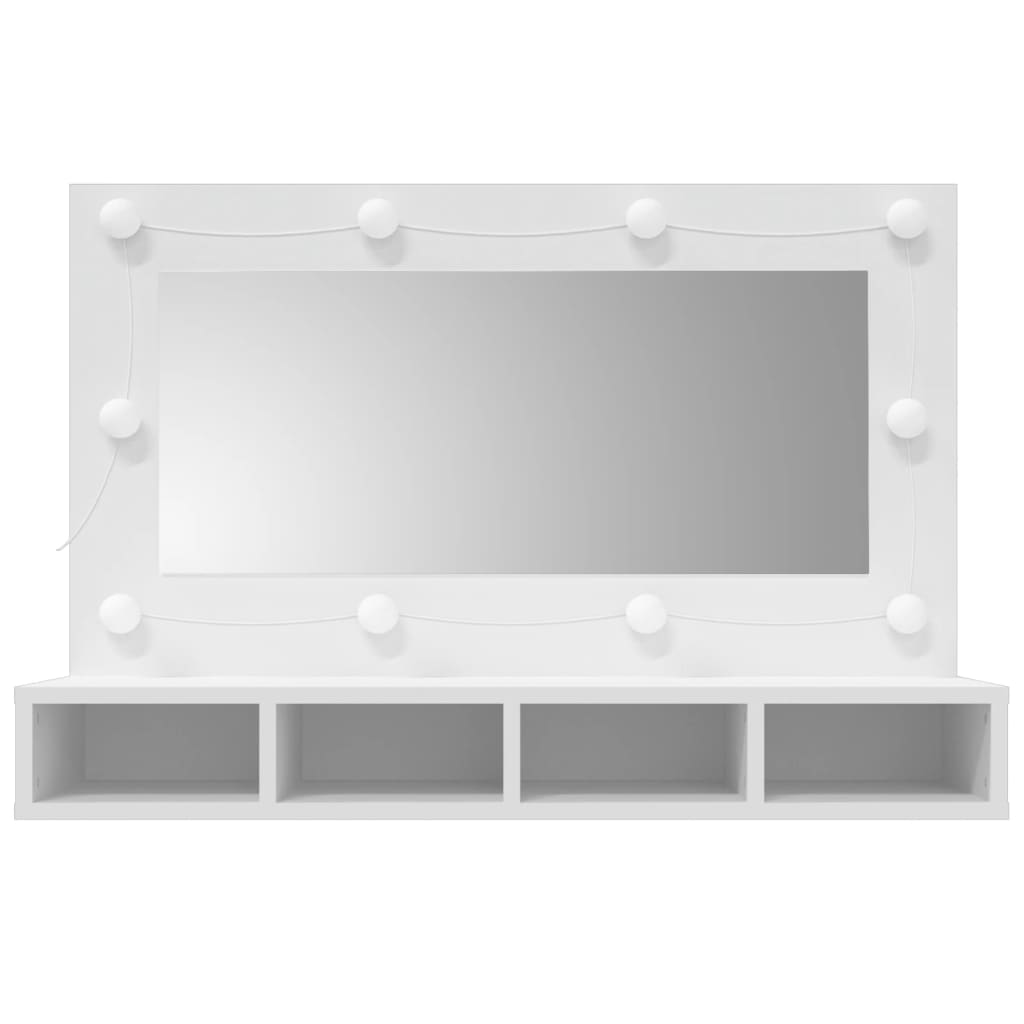 Mirror Cabinet with LED White 90x31.5x62 cm