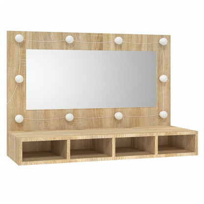 Mirror Cabinet with LED Sonoma Oak 90x31.5x62 cm