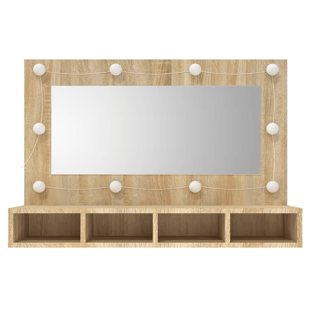 Mirror Cabinet with LED Sonoma Oak 90x31.5x62 cm