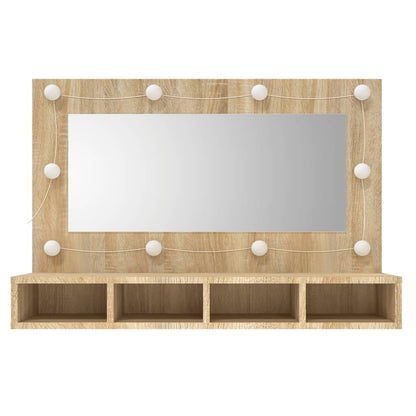 Mirror Cabinet with LED Sonoma Oak 90x31.5x62 cm