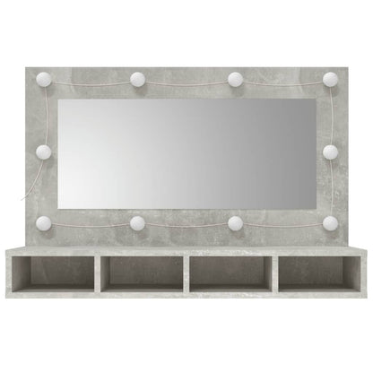 Mirror Cabinet with LED Concrete Grey 90x31.5x62 cm