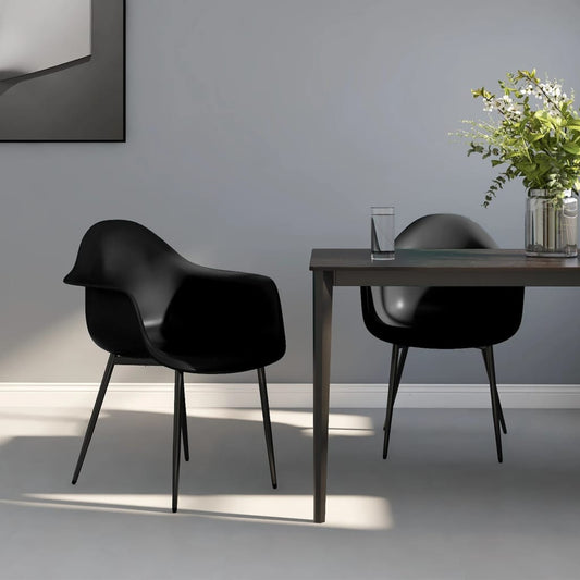 Dining Chairs 2 pcs Black PP