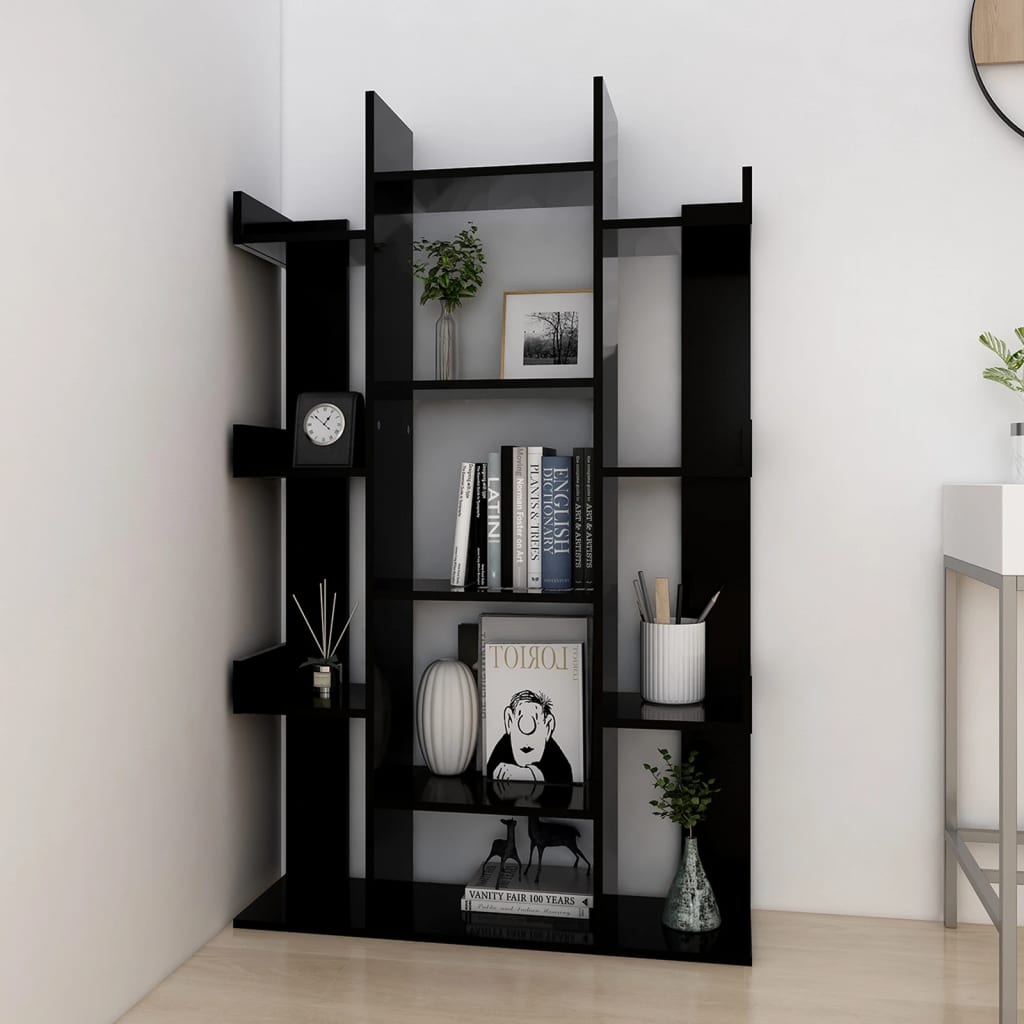 Book Cabinet Black 86x25.5x140 cm Engineered Wood