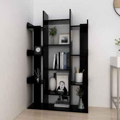 Book Cabinet Black 86x25.5x140 cm Engineered Wood