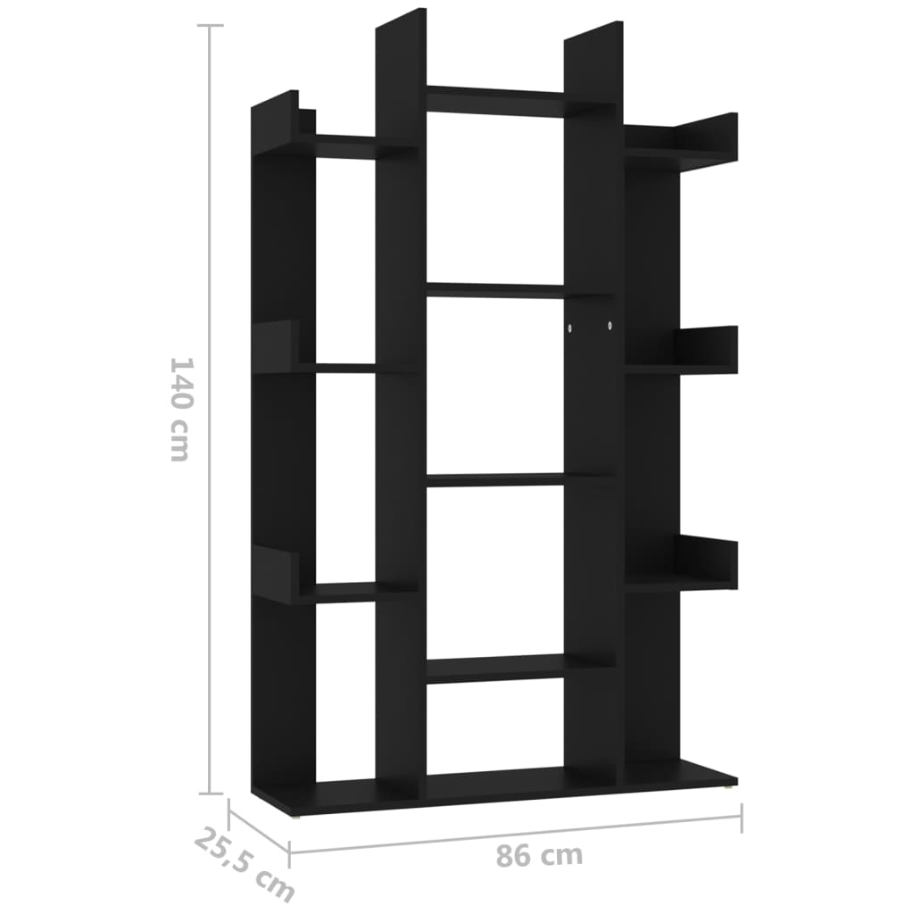 Book Cabinet Black 86x25.5x140 cm Engineered Wood