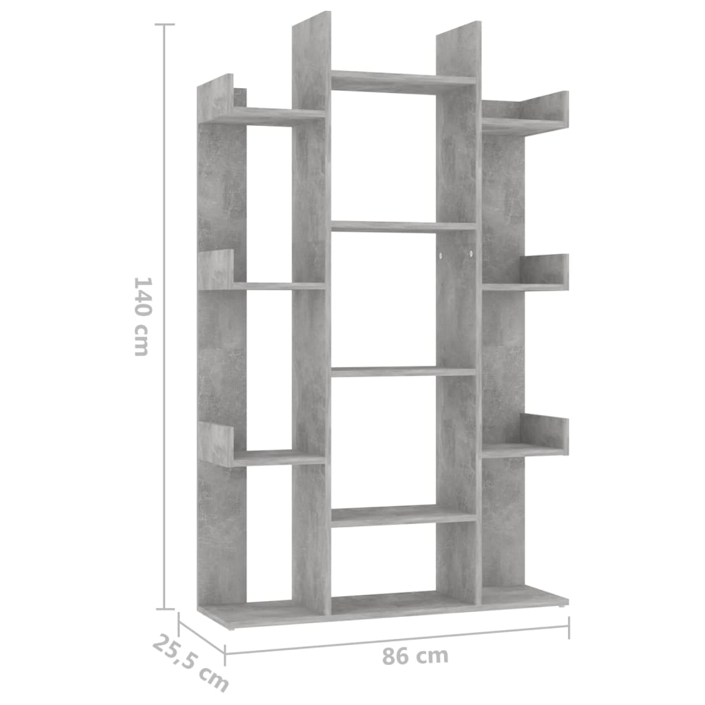 Book Cabinet Concrete Grey 86x25.5x140 cm Engineered Wood