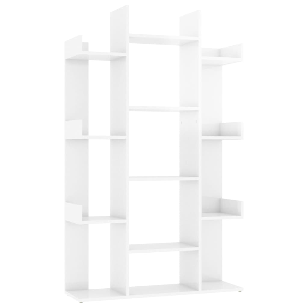 Book Cabinet High Gloss White 86x25.5x140 cm Engineered Wood