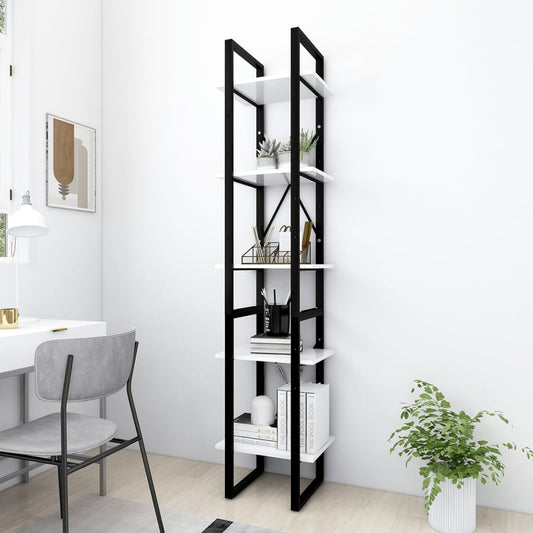 5-Tier Book Cabinet White 40x30x175 cm Engineered Wood