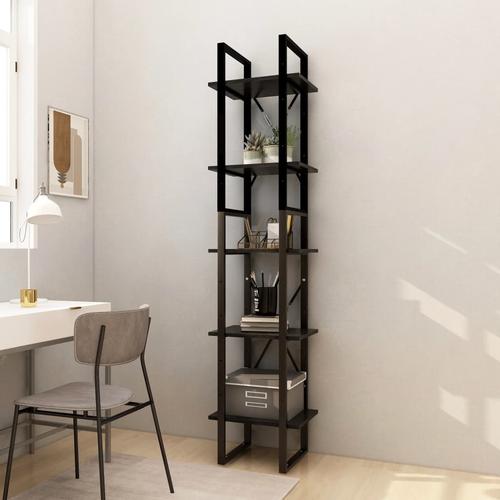 5-Tier Book Cabinet Brown 40x30x175 cm Pinewood