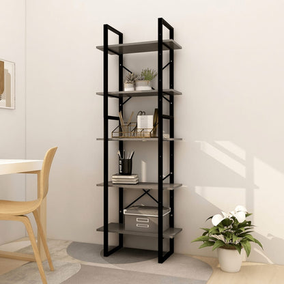 5-Tier Book Cabinet Grey 60x30x175 cm Pinewood