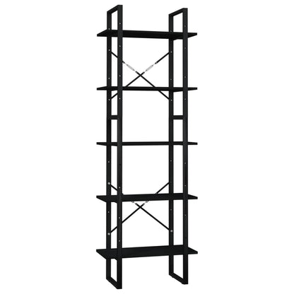 5-Tier Book Cabinet Black 60x30x175 cm Pinewood