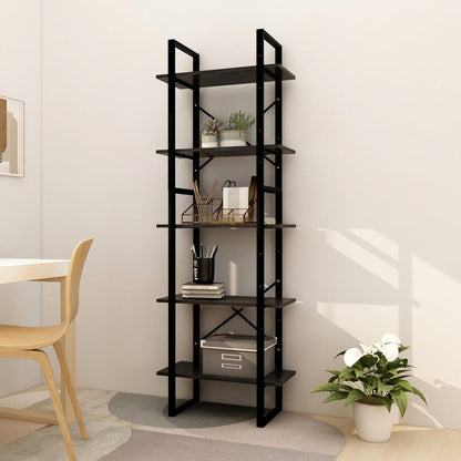 5-Tier Book Cabinet Black 60x30x175 cm Pinewood