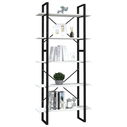 5-Tier Book Cabinet White 80x30x175 cm Pinewood