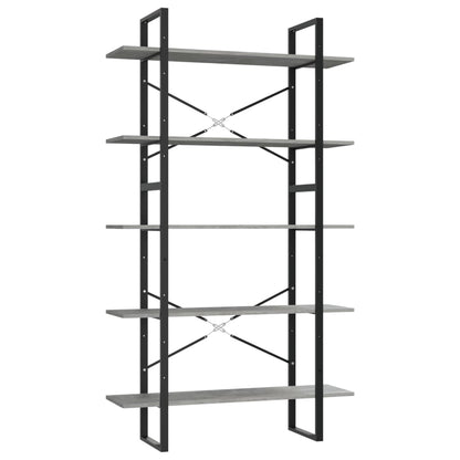 5-Tier Book Cabinet Concrete Grey 100x30x175 cm Engineered Wood