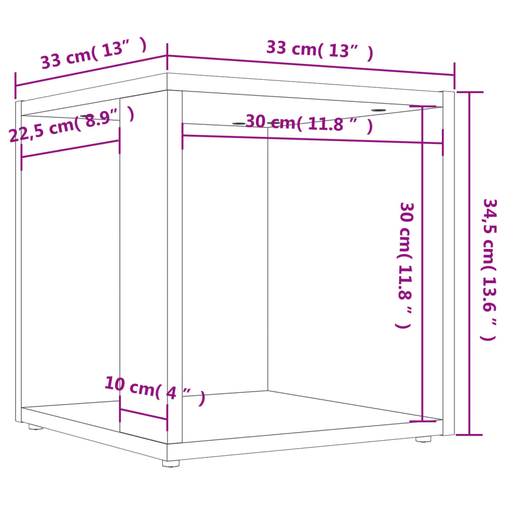 Side Table Concrete Grey 33x33x34.5 cm Engineered Wood