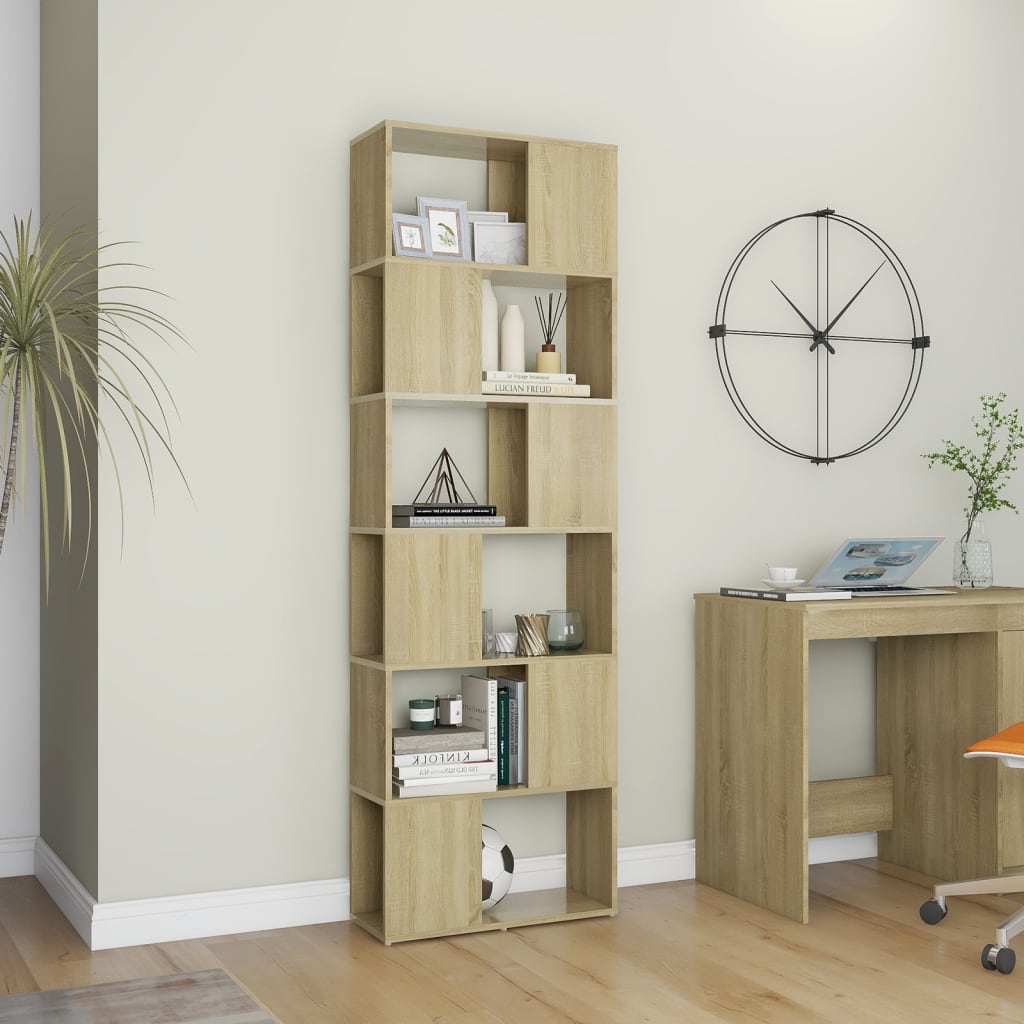 Book Cabinet Room Divider Sonoma Oak 60x24x186 cm Engineered Wood