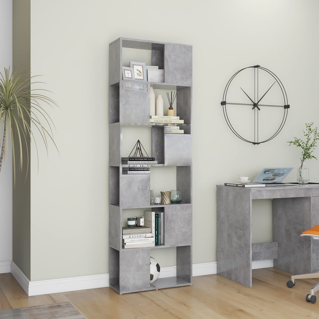 Book Cabinet Room Divider Concrete Grey 60x24x186 cm Engineered Wood