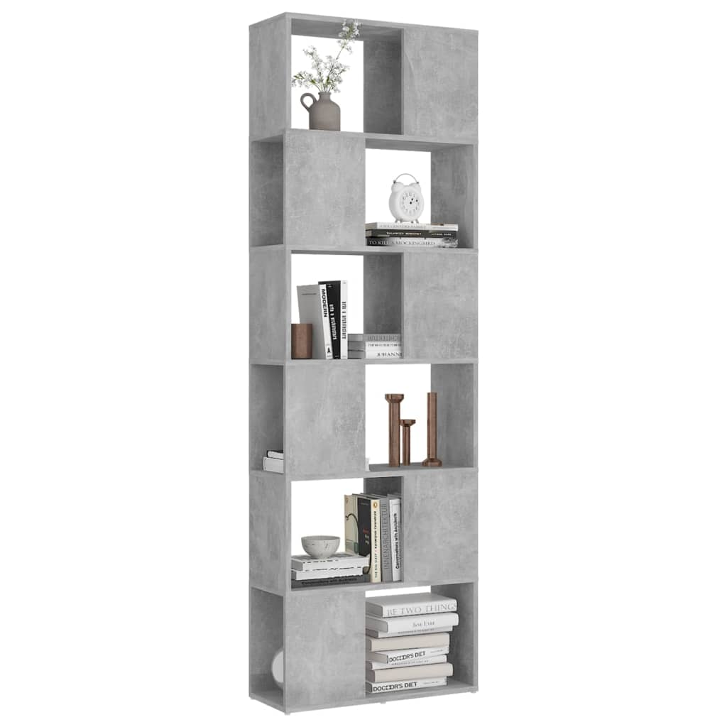 Book Cabinet Room Divider Concrete Grey 60x24x186 cm Engineered Wood