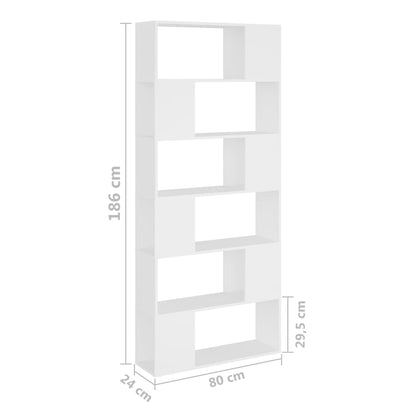 Book Cabinet Room Divider White 80x24x186 cm Engineered Wood