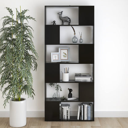 Book Cabinet Room Divider Black 80x24x186 cm Engineered Wood