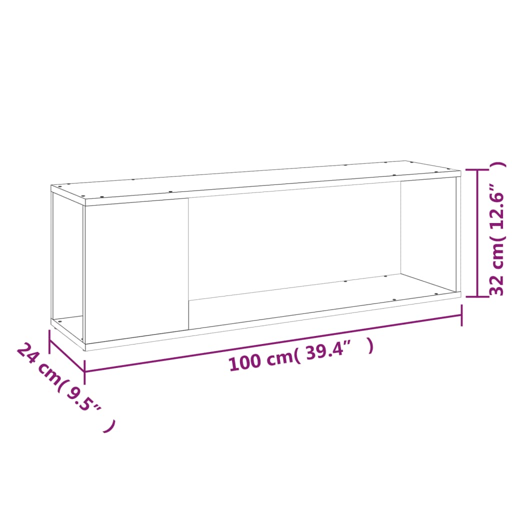 TV Cabinet White 100x24x32 cm Engineered Wood