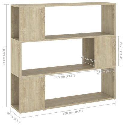 Book Cabinet Room Divider Sonoma Oak 100x24x94 cm