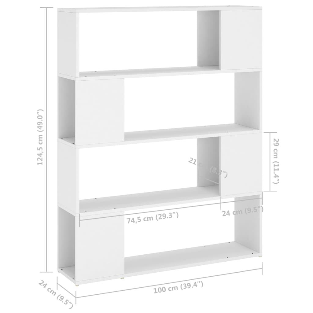 Book Cabinet Room Divider White 100x24x124 cm