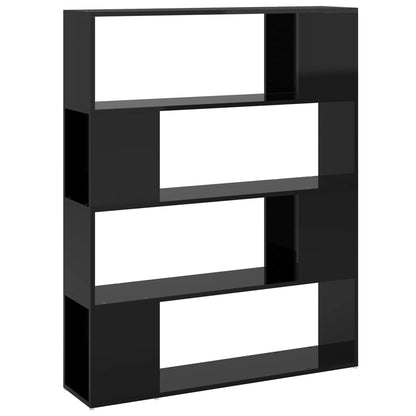 Book Cabinet Room Divider High Gloss Black 100x24x124 cm