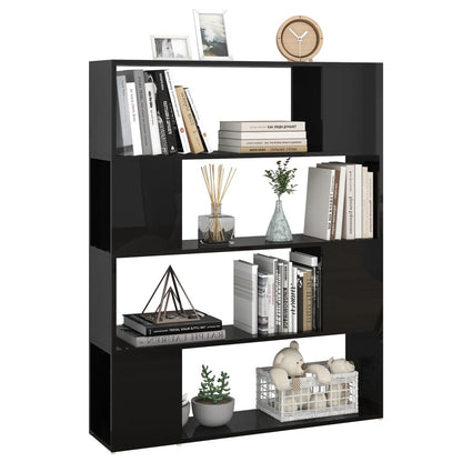 Book Cabinet Room Divider High Gloss Black 100x24x124 cm