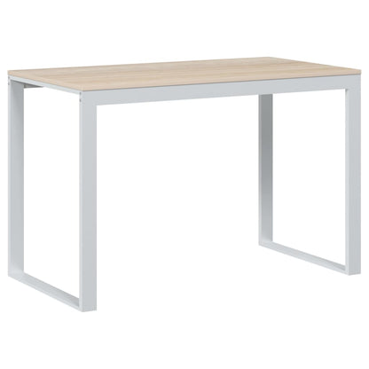 Computer Desk White and Oak 110x60x73 cm Engineered Wood