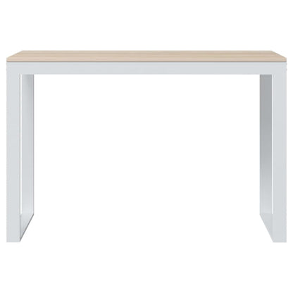 Computer Desk White and Oak 110x60x73 cm Engineered Wood