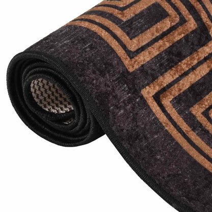 Rug Washable 80x150 cm Black and Gold Anti Slip