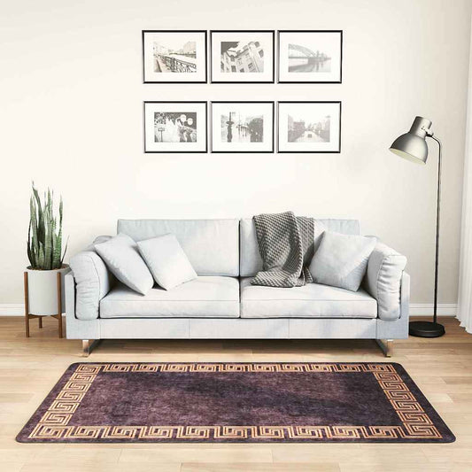 Rug Washable 80x150 cm Black and Gold Anti Slip