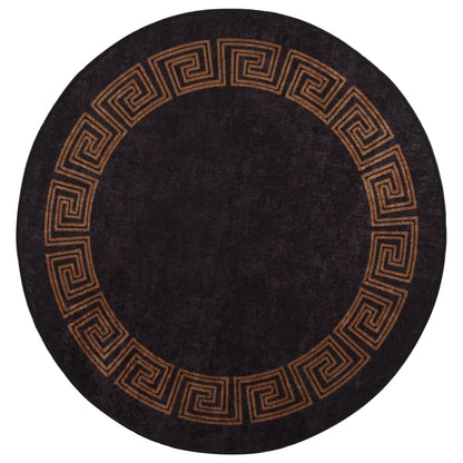 Rug Washable φ120 cm Black and Gold Anti Slip
