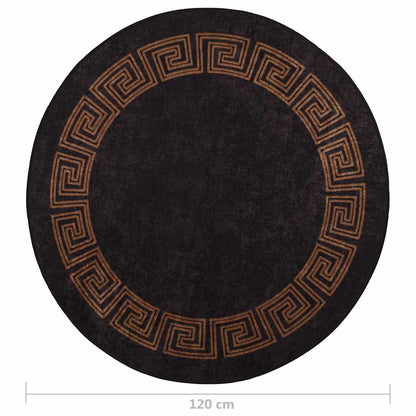 Rug Washable φ120 cm Black and Gold Anti Slip