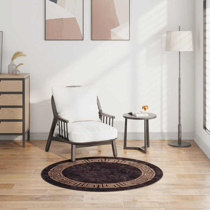 Rug Washable φ120 cm Black and Gold Anti Slip