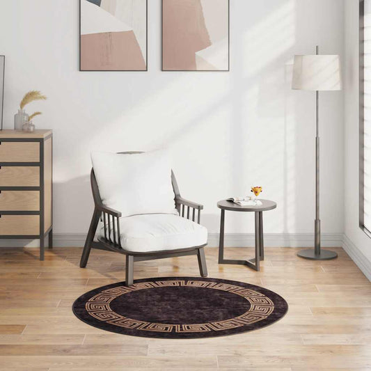 Rug Washable φ120 cm Black and Gold Anti Slip