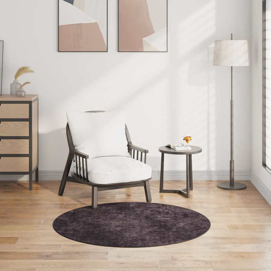 Rug Washable φ120 cm Anthracite Anti Slip
