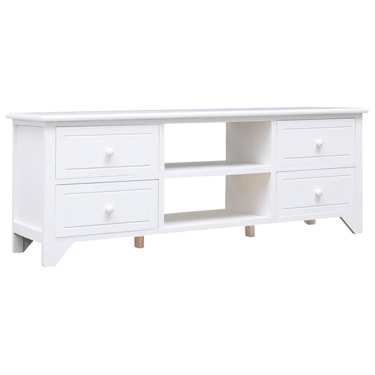 TV Cabinet White 108x30x40 cm Solid Paulownia Wood