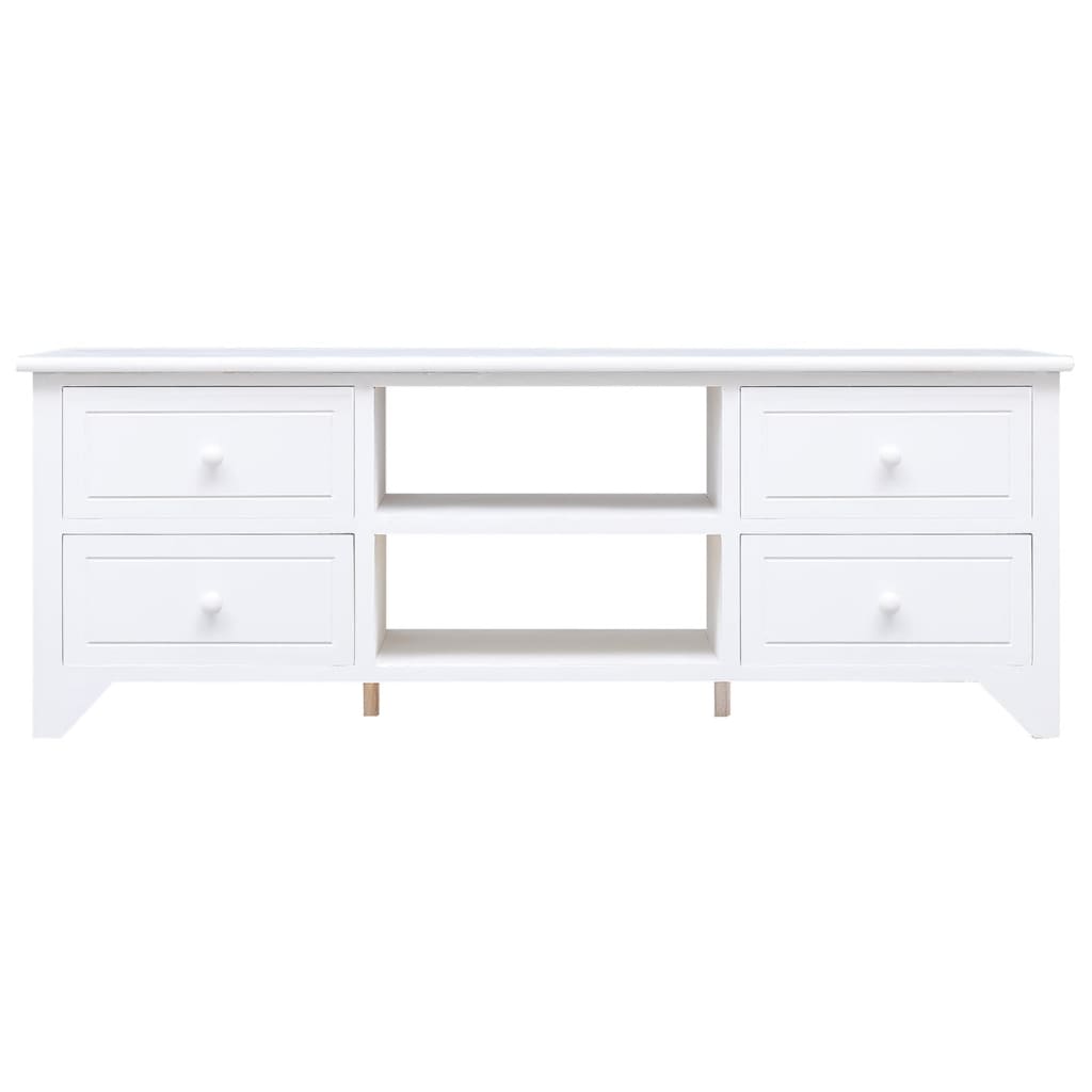 TV Cabinet White 108x30x40 cm Solid Paulownia Wood