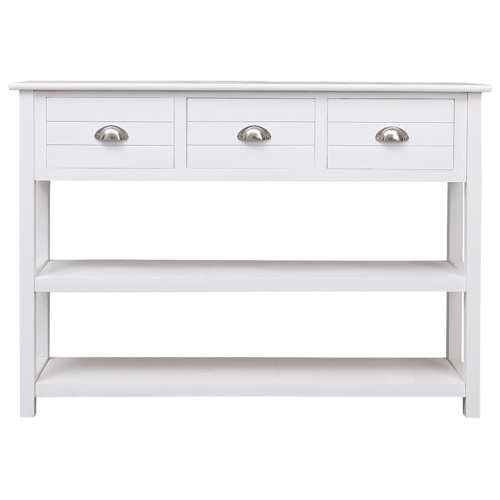 Sideboard White 108x30x76 cm Solid Paulownia Wood