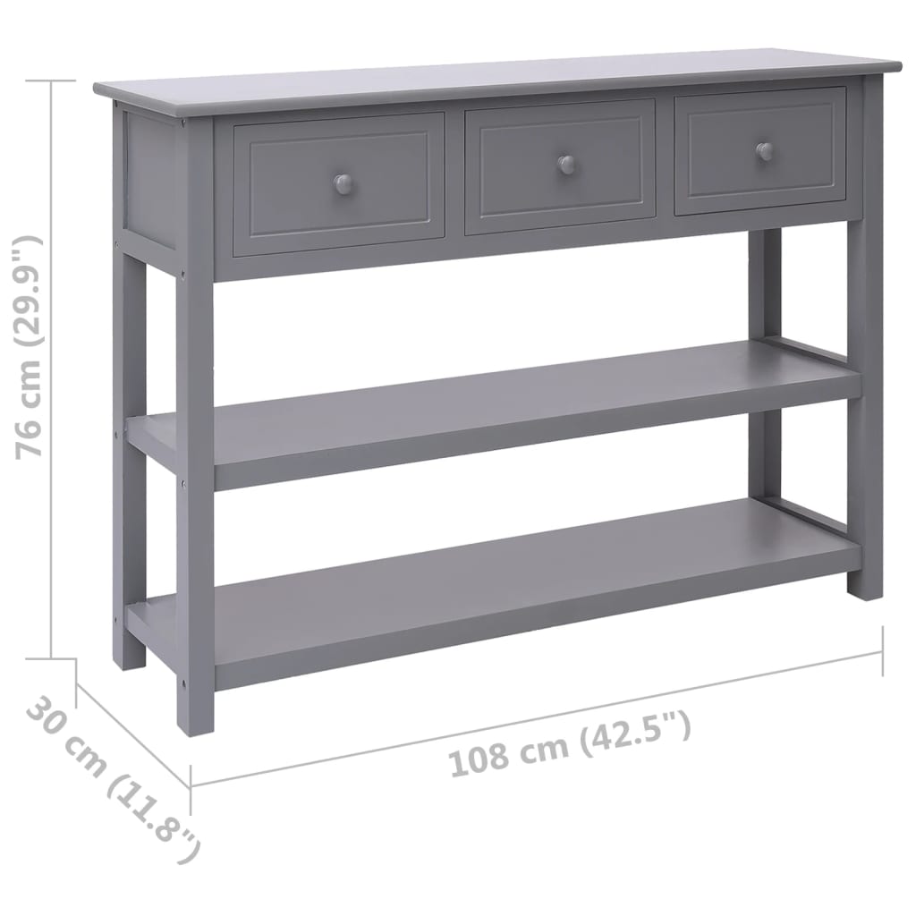 Sideboard Grey 108x30x76 cm Solid Wood Paulownia