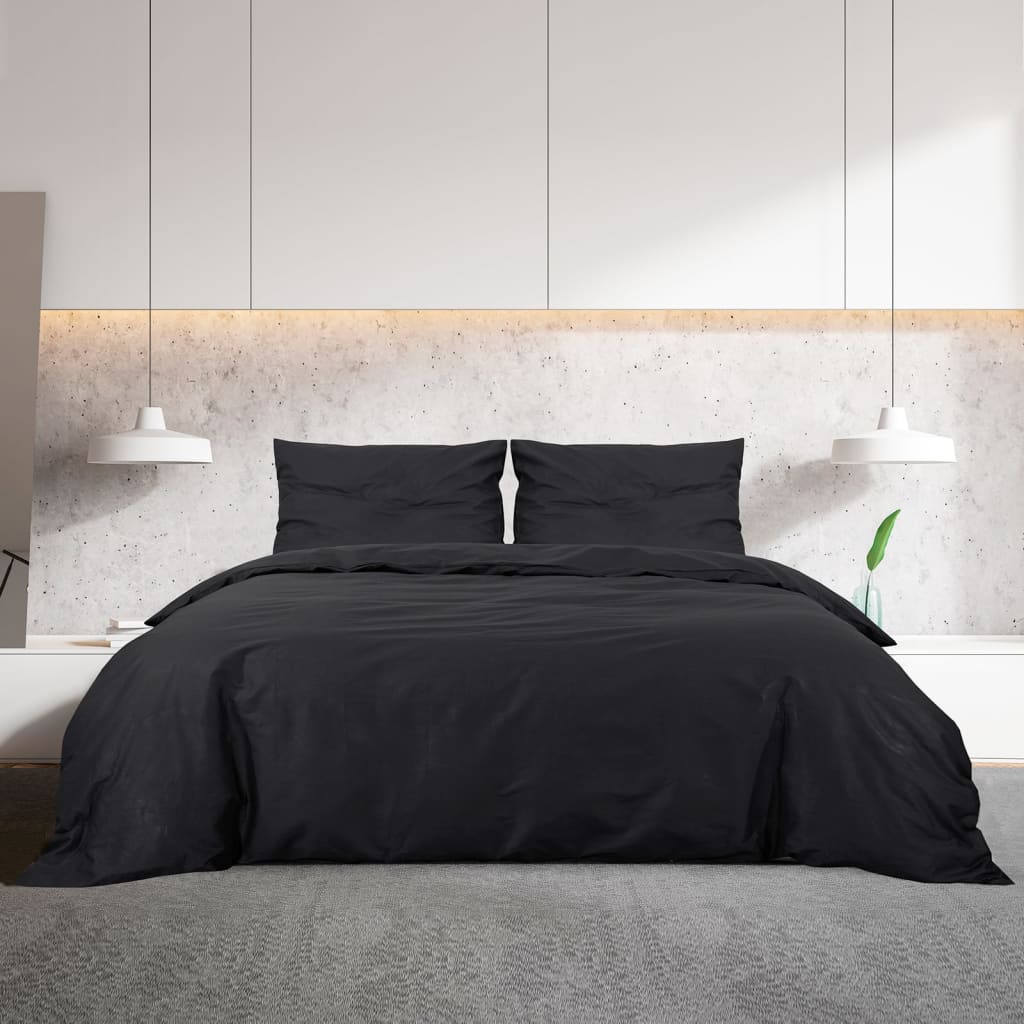 Duvet Cover Set Black 135x200 cm Light-weight Microfiber