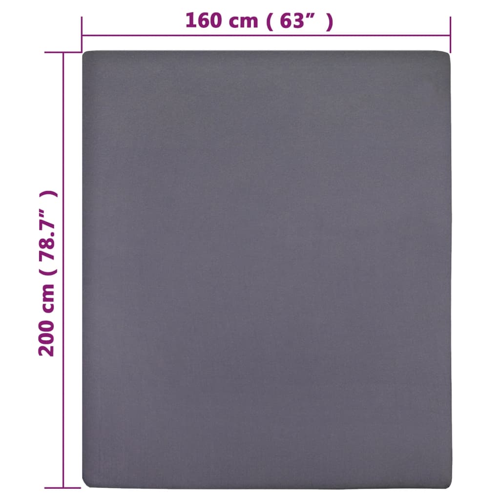 Jersey Fitted Sheet Anthracite 160x200 cm Cotton