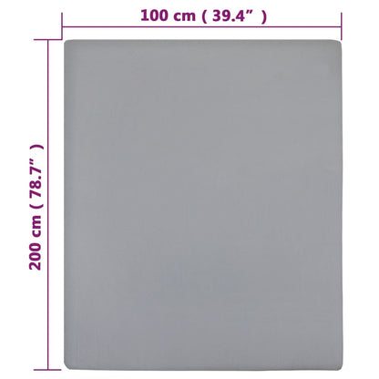 Jersey Fitted Sheet Grey 100x200 cm Cotton