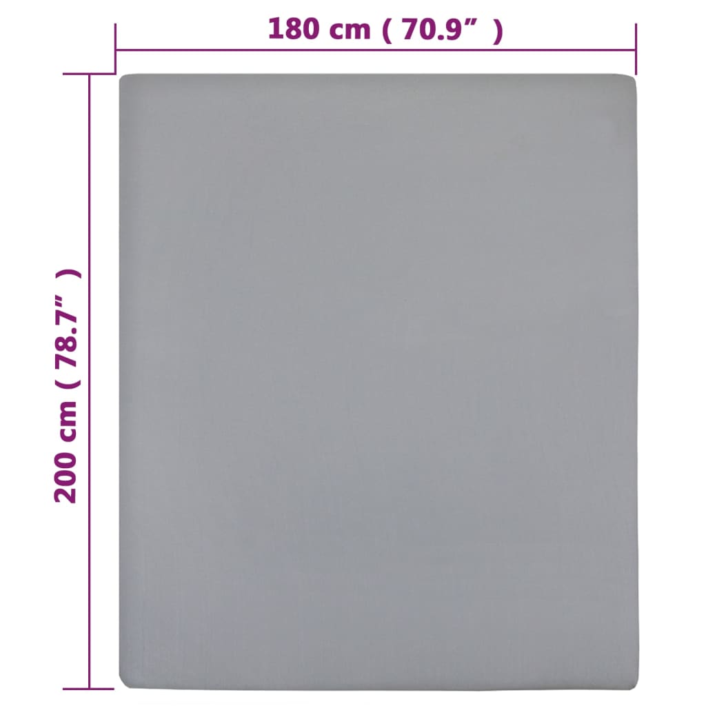 Jersey Fitted Sheet Grey 180x200 cm Cotton